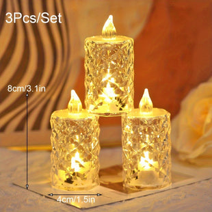 3 bougies LED thé décoratives à motifs découpés - Fonctionnement sur piles, sans flamme et commande par interrupteur - Pour décoration intérieure/extérieure - Idéales pour anniversaires, fêtes, mariages, Saint-Valentin - Tailles S, M et L incluses