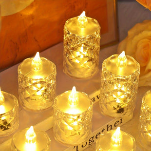 3 bougies LED thé décoratives à motifs découpés - Fonctionnement sur piles, sans flamme et commande par interrupteur - Pour décoration intérieure/extérieure - Idéales pour anniversaires, fêtes, mariages, Saint-Valentin - Tailles S, M et L incluses