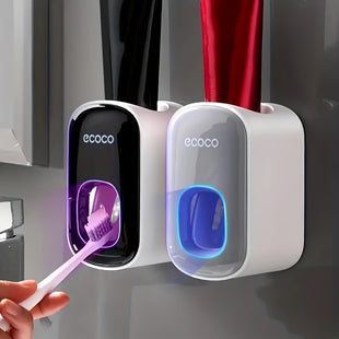 Distributeur automatique de dentifrice Ecoco : montage mural, fonctionnement à un seul bouton, aucun perçage requis - convient au matériau en verre