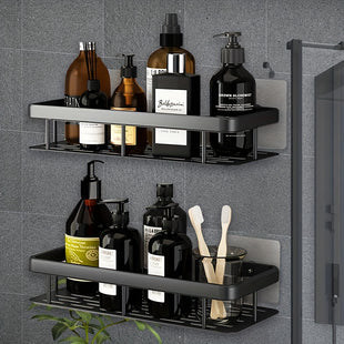 Étagères murales flottantes économiseuses d'espace pour salle de bain et cuisine - Installation sans perçage, grande capacité, facile à assembler, idéale pour ranger les produits de toilette, les cosmétiques et les articles divers, solution de rangement
