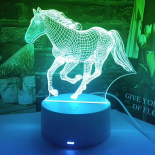 Lampe de chevet 3D Illusion LED Wild Horse, 1pc - Lampe de chevet décorative unique pour la maison, mode double alimentation USB/batterie, tension de fonctionnement sûre ≤36V, cadeau idéal pour la famille et les amis