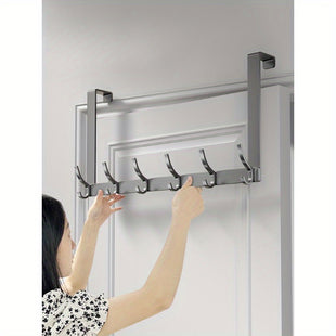 1 gancio da porta in alluminio contemporaneo - Facile da installare, senza forare, adesivo, versatile organizer per borse e accessori, ganci multiuso.