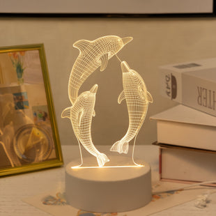 1 Stück USB 3D Brillant Dauphin Créatif Veilleuse, Océan Animal Dauphin Lampe de Table, Décoration de La Maison Décoration de Table Salon Chambre Décoration Lampe, Cadeau D'anniversaire Cadeau de Vacances, Veilleuse Animal