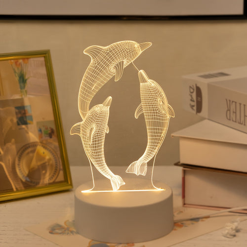 1 luce notturna creativa a forma di delfino 3D con USB, lampada da tavolo a forma di delfino, decorazione per la casa, lampada da tavolo per soggiorno e camera da letto, regalo di compleanno, regalo di festa, luce notturna a forma di animale.