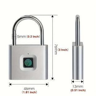 1 Stück Mini-Ketten mit digitaler Intelligenz, sicherer Sicherheitstür, wiederaufladbarem USB-Anschluss ohne Schlüssel für Koffer