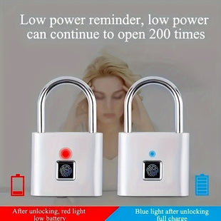 1 Stück Mini-Ketten mit digitaler Intelligenz, sicherer Sicherheitstür, wiederaufladbarem USB-Anschluss ohne Schlüssel für Koffer