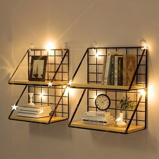1pc Étagère de Rangement en Métal, Étagères Flottantes Murales, Étagère de Rangement Suspendue pour Salle de Bain, Salon, Chambre à Coucher, Décoration Murale Esthétique, Étagère Suspendue en Fer, Étagère de Rangement Sans Perçage, Étagère de Rangement M