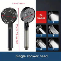 Douche à Main Haute Pression Réglable à 5 Modes, Accessoire de Filtrage d'Eau Puissant, Multifonctionnel avec Corps en Résine ABS pour une Expérience de Douche Améliorée, Débit d'Eau Réglable|Tête de Douche Ergonomique|Résine ABS Durable, Accessoires de