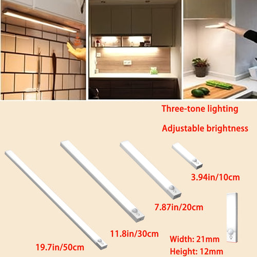 Lampada di illuminazione sottopensile, 3 temperature di colore, luce magnetica dimmerabile per mobili, illuminazione wireless sottopensile per scale con sensore a infrarossi - per camera da letto, cucina, armadio, ufficio, lampada da lettura
