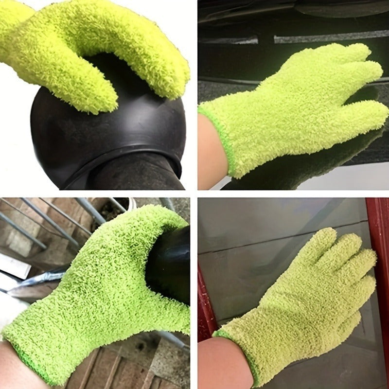 1 Paire de Gants de Dépoussiérage en Microfibre Tissé - Mitaines de Nettoyage Multi-Usages pour la Maison, le Patio et le Véhicule - Matériau en Polyester Doux pour un Dépoussiérage et un Polissage Efficaces dans le Salon, les Meubles d'Extérieur et Plus