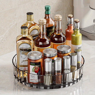 1-teiliges, um 360° drehbares Plateau – Organisator aus langlebigem Kunststoff für Épices, Cosmetics &amp; Bouteilles – Étagère Polyvalente Gain de Place für Küche, Badezimmer, Schrank, Friseur, Design-Tournant, einfaches Nettoyer-Material, Konstruktion