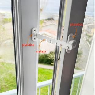 Ein Ensemble von Fenster- und Metallfensterbegrenzern mit Sicherheitsverriegelung, Antivent-Befestigung, Rouille- und Feuchtigkeitsbeständigkeit, Häkelarbeit für Tür und Fenster ohne Batterie, einfache Installation
