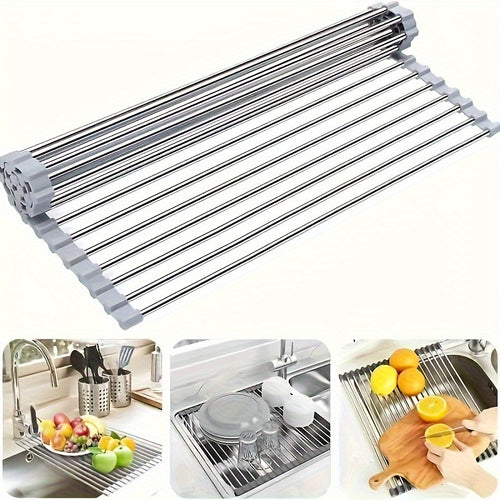 1 Stück biegsamer und rostfreier Edelstahl für Kücheneier, Filter für Lebensmittelwasser, Organizer für Spülbecken für Saisonzeiten und Baguettes, Roulette-Räder an Ort und Stelle