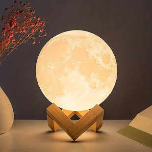 1 Stück 3D-Mondlampe mit taktiler Haptik im traditionellen Stil, Tischdekoration aus Kunststoff, Ambientebeleuchtung für das Schlafzimmer, dekorative Tischlampe auf dem Kopf, animiertes Thema, mit Unterstützung für das Schlafzimmer, Geschenkidee