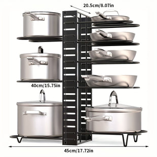 Porte-Casseroles En Fonte Détachable À 8 Levelx Avec Porte-Couvercles - Rangement Ajustable For Ustenles de Cuisine, Pas D'Électricité Nécessaire