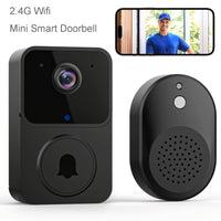 1 Stück Mini 2,4 G WLAN-Video-Türklingel mit Kamera – ohne Kabel, Fernsicht über mobile Anwendung, intelligente visuelle Fernbedienung, bidirektionales Audio, Fotoregistrierung, Sprachwechselfunktion, wiederaufladbare Batterie, USB-Anschluss, schwarz mit
