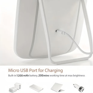 Miroir à Cosmétique LED ajustable avec capteur tactile - Verre de focalisation haute définition poli, batterie au lithium rechargeable USB de 1200mAh, portable pour salle de bain et voyage, montage sur table, thème de personnage, cadre en plastique, sans