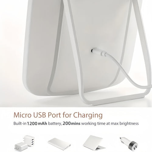 Specchio cosmetico LED regolabile con sensore tattile - Vetro di messa a fuoco ad alta definizione lucidato, batteria al litio ricaricabile USB da 1200 mAh, portatile per bagno e viaggio.
