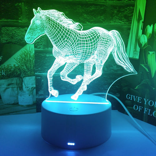 Lampada da comodino a LED con illusione 3D a forma di cavallo selvaggio, 1 pezzo - Lampada da comodino decorativa unica per la casa, doppia alimentazione USB/batteria, tensione di funzionamento sicura ≤36 V, regalo ideale per familiari e amici