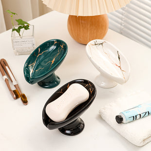 Waschbecken aus Keramik mit automatischer Entwässerung, Design aus rundem Marmor, Porte-Savon in Form eines automatischen Entwässerungsfeuers für Badezimmer- und Küchenaccessoires, Halloween- und Weihnachtsdekorationen