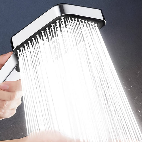 1pièce Tête de douche rectangulaire haute pression - Débit d'eau réglable, ergonomique avec option de montage mural - Filtration améliorée pour accessoires et équipement de salle de bain, économie d'eau pour la tête de douche