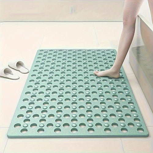 1pc Tapis de Bain Rectangulaire Antidérapant de 35.56x68.58cm avec Trous de Drainage, Tapis de Sol de Salle de Douche en PVC, Coussin de Massage pour Pieds pour une Sécurité et un Confort Améliorés, Tapis de Salle de Bain