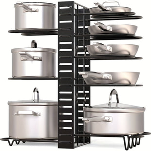 Porte-Casseroles En Fonte Détachable À 8 Levelx Avec Porte-Couvercles - Rangement Ajustable For Ustenles de Cuisine, Pas D'Électricité Nécessaire